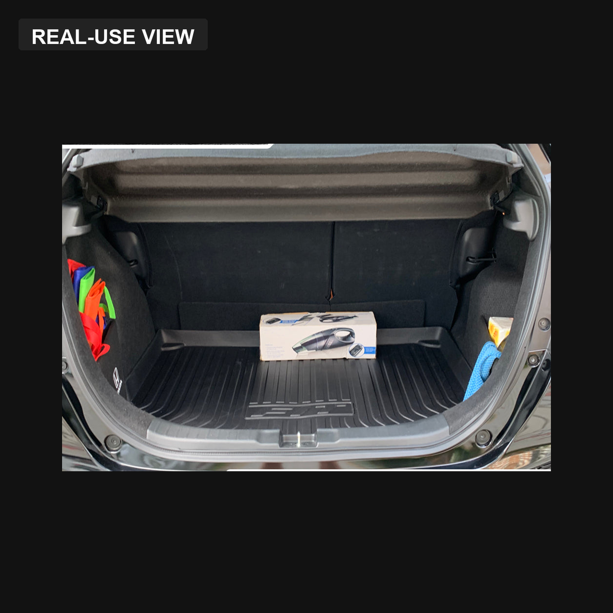 Honda Fit or Jazz 3rd Gen GK boot tray real-use view with ordinary cargo